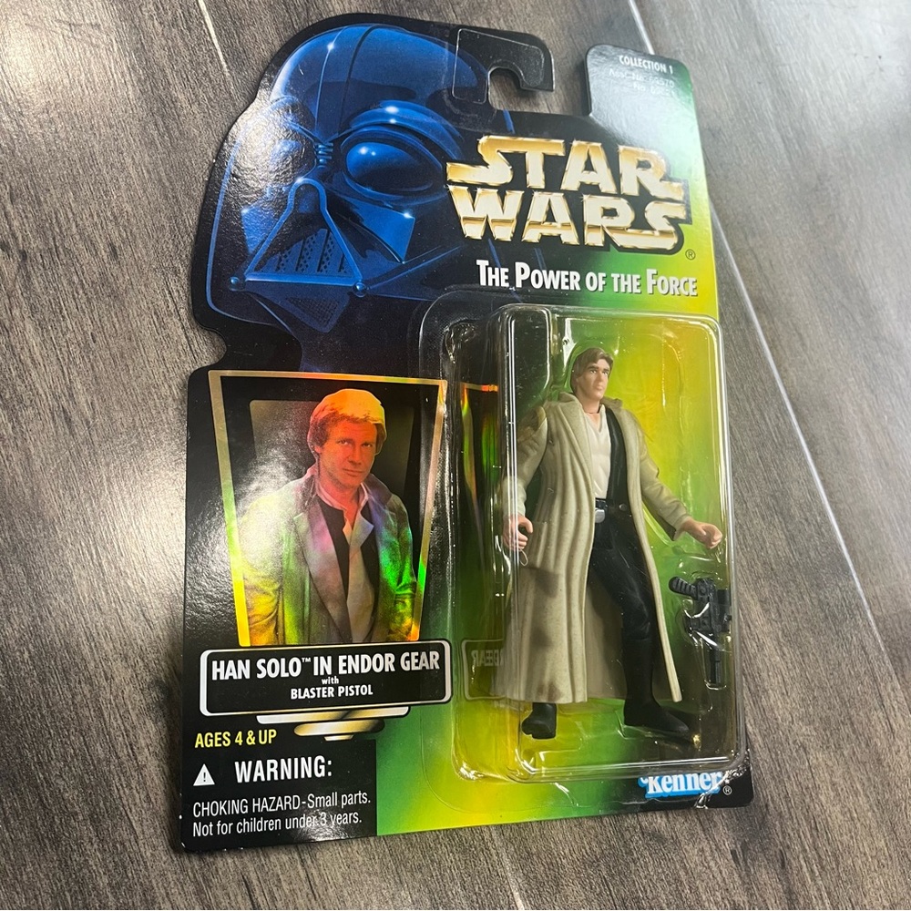 1996 Kenner Star Wars The Power of the Force Han Solo in Endor Gear Holo NEW